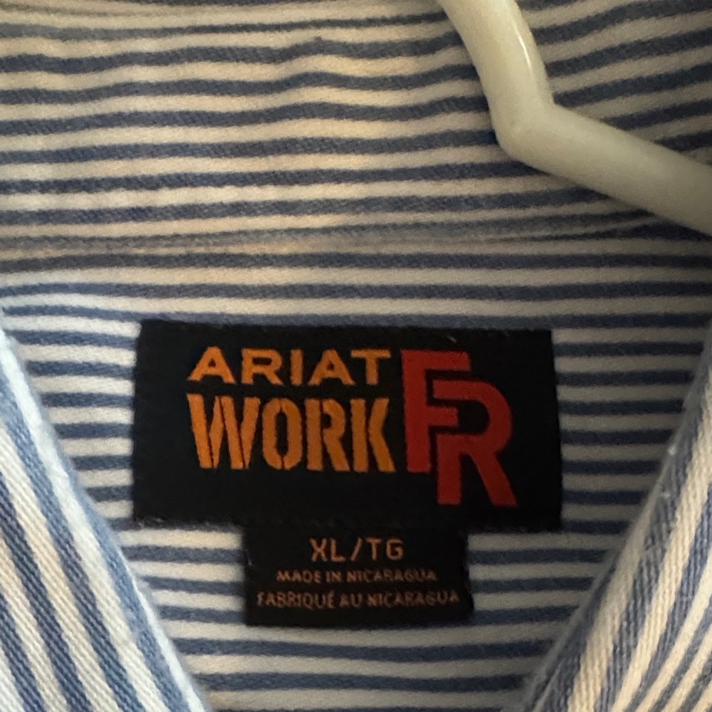 FR Ariat Blue and White Striped Work Shirt